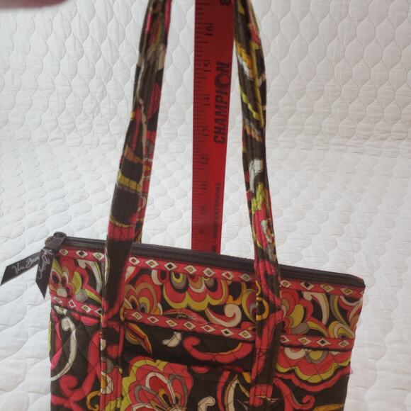 Vera Bradley Brown Floral Puccini Cotton Quilted Shoulder Bag Purse Collectible - Picture 7 of 8